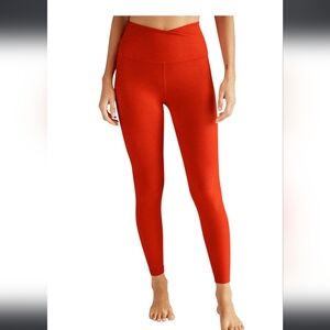 Beyond Yoga Red Spacedye Yoke Waisted Leggings